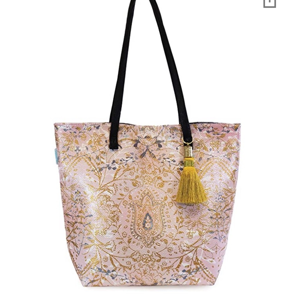 PAPAYA LOTUS GARDEN Pink Gold Bucket Tote
